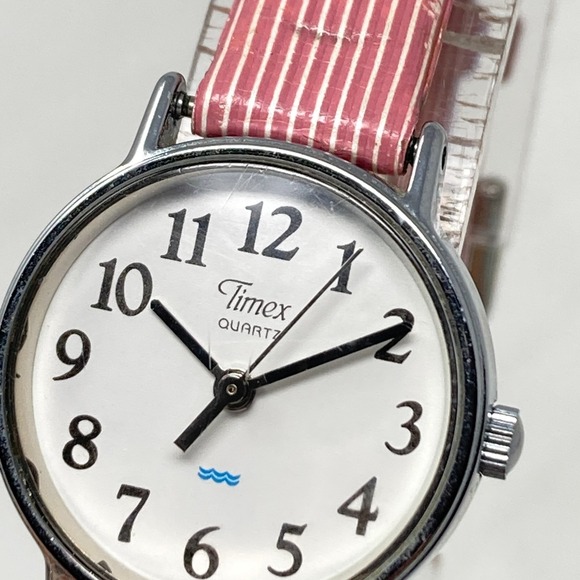 Vtg Timex Easy Reader Watch Women 23mm Silver Tone Pink Band WR New Battery 1994 - Picture 4 of 16